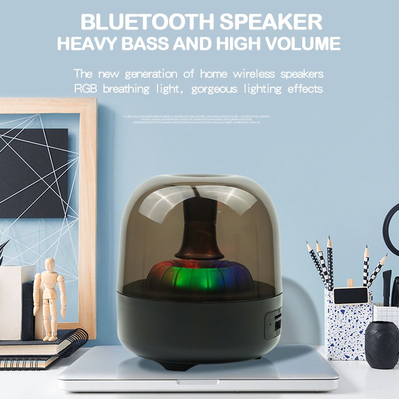 Ny Bluetooth-høyttaler RGB-lys Hjemme Utendørs Oppladbar Desktop Bærbar Fargerik Lysende liten høyttaler_voghion.com