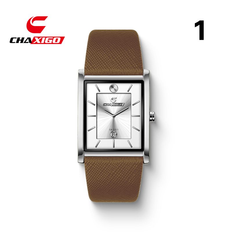 New Fashionable Men's Popular Quartz Square Watch Calendar Waterproof Leather Strap Watches For Man Reloj Hombre_voghion.com