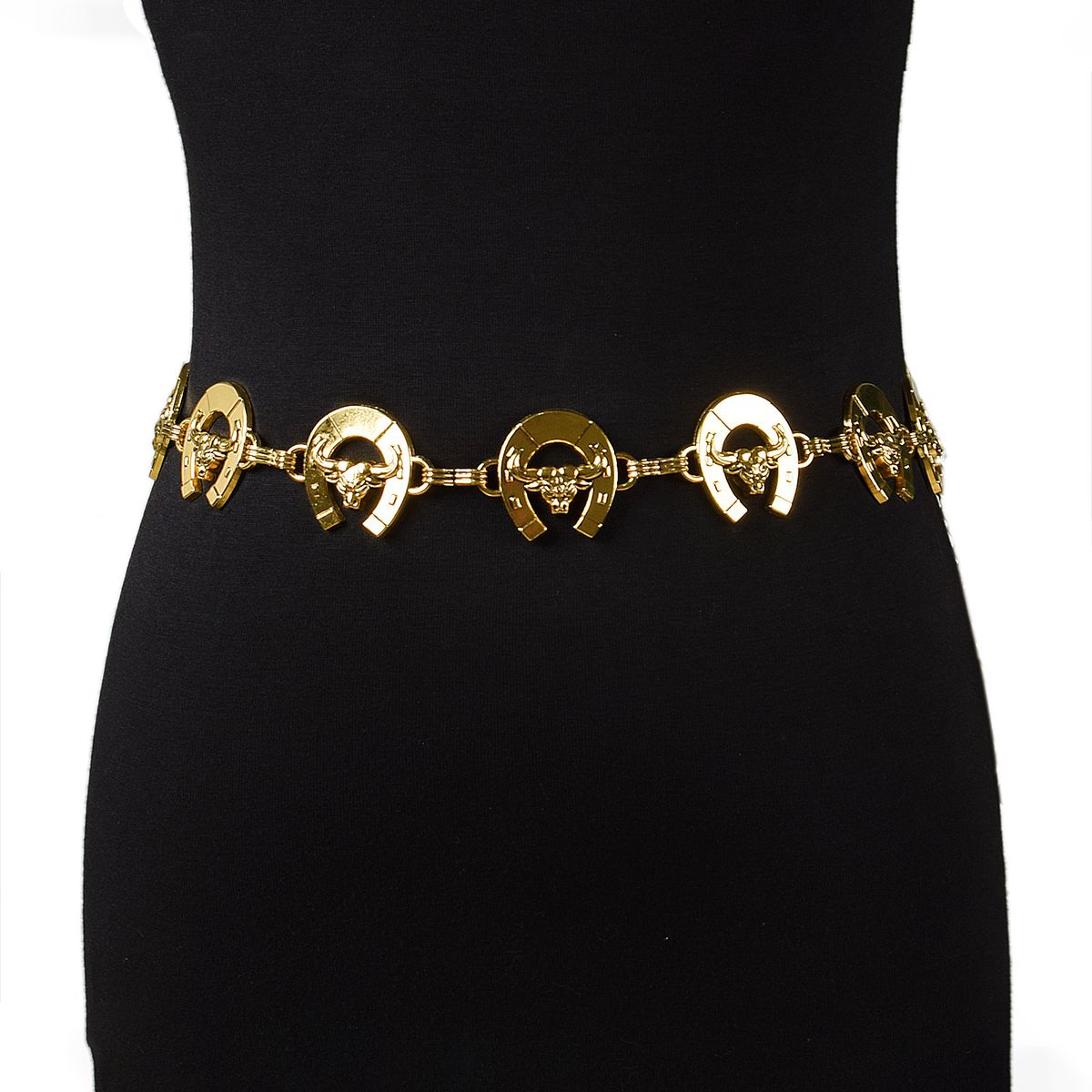 Elegante Metall Taille Bull Kopf Dekoration Körper Kleid Gürtel Kette Damen Accessoires_voghion.com