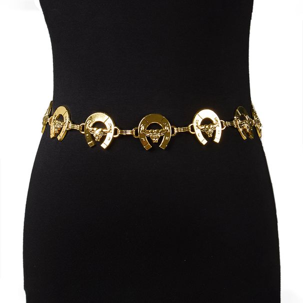 Elegante Metall Taille Bull Kopf Dekoration Körper Kleid Gürtel Kette Damen Accessoires_voghion.com