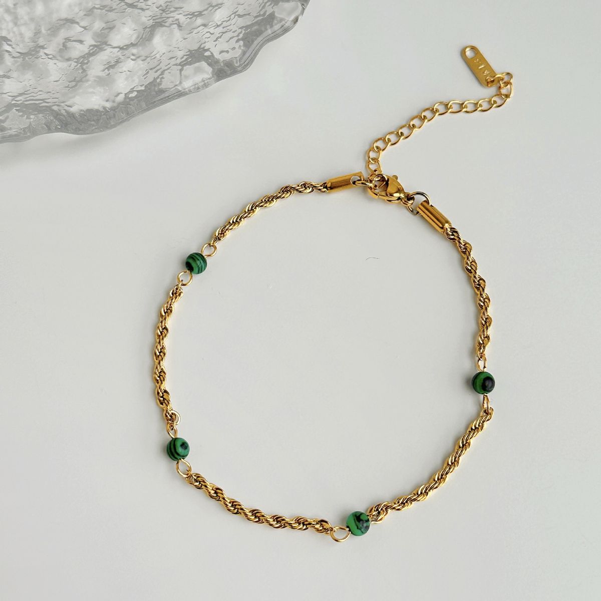 Women’s Jewelry Set Fashion Fashion Simple Retro Style Electroplated Pearl Malachite Summer Anklet_voghion.com