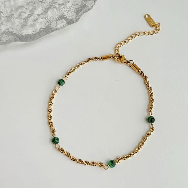 Women’s Jewelry Set Fashion Fashion Simple Retro Style Electroplated Pearl Malachite Summer Anklet_voghion.com