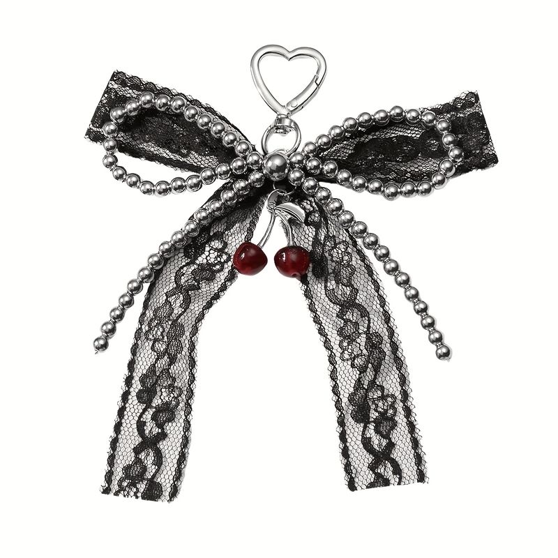 Chaveiro com laço Y2K feminino, bolsa com pingente de fita de metal, acessórios retrô_voghion.com