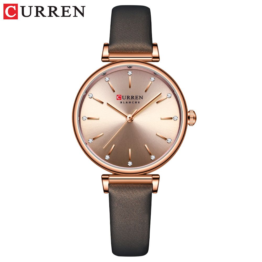 Elegant Retro Women's Watch With Slim Leather Strap, Minimalist Round Dial, Quartz Movement, Water Resistant For Daily Wear_voghion.com