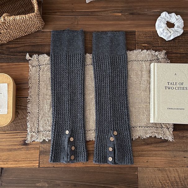 Scaldamuscoli Bootshang Calzini di cotone per donna Bottoni Divisi in maglia Retro Bianco latte Autunno e inverno Calzini spessi e caldi in lana al polpaccio Coprigambe_voghion.com