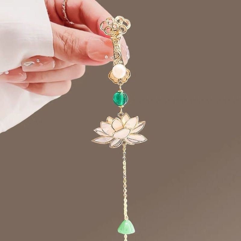 Step By Step Lotus Cheongsam Pressed Placket Antique Jade Ruyi Pendant Brooch High-end Women's Hanfu Tea Clothing Accessories_voghion.com