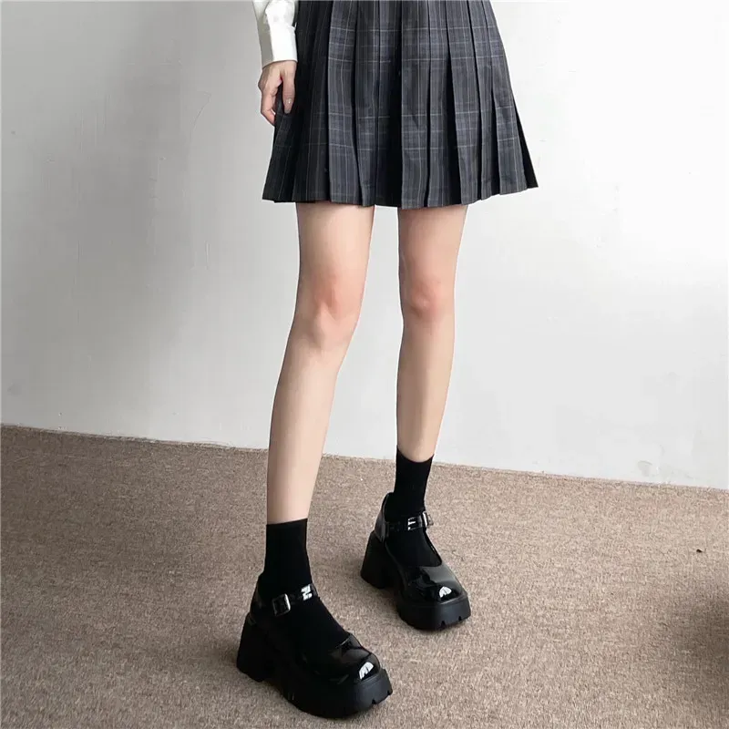Einfarbig Schwarz Weiß Lange Socken Strümpfe JK Japan Stil Schule Mädchen Oberschenkel Hohe Strümpfe Lolita Kawaii Niedliche Kniestrümpfe_voghion.com