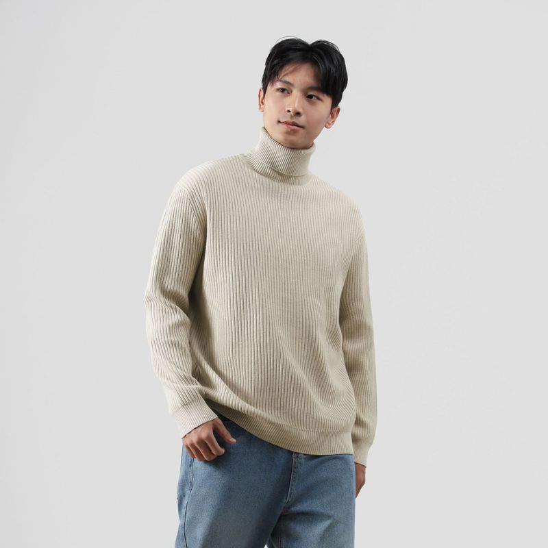 Pull col montant Weisen pour homme, nouveau style automne-hiver, haut de gamme, rayures verticales, ample, décontracté, tricoté_voghion.com