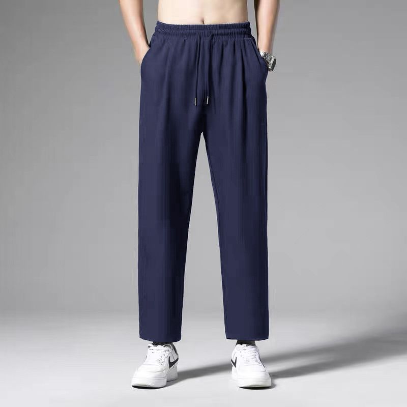 boy Fleece-Lined Thickened Solid Color Jogger Casual Men Loose Elastic Work Long Pants_voghion.com