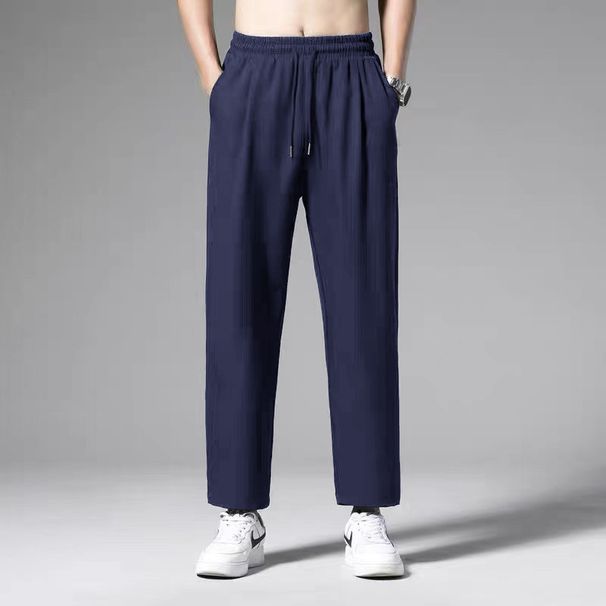 boy Fleece-Lined Thickened Solid Color Jogger Casual Men Loose Elastic Work Long Pants_voghion.com