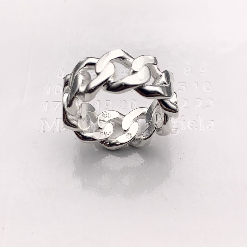 PYC 21ss Anello da coppia versatile con catena cubana in argento semplice e digitale, alla moda e di personalità_voghion.com