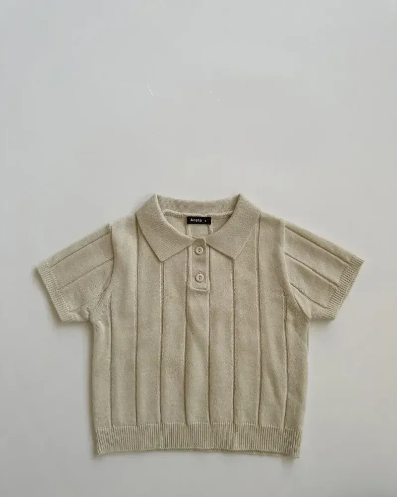 INS Infant Boys Polo Knitted Sweater Lapel Collar Short Sleeve Knitwear For Toddler Girls Pullovers Children's Clothing_voghion.com