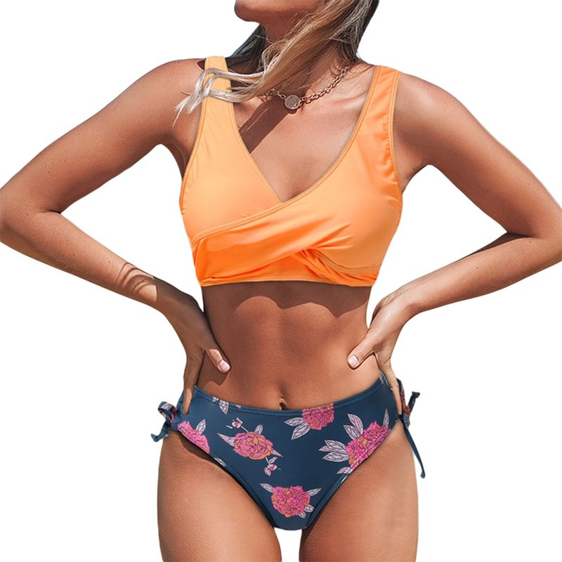 Happybuyner Ženski bikini komplet Tridelne kopalke Kopalke Mrežaste stranske kravate Prekrivanje Topoomph Naramnice Nedrček Plavalni nedrček z visokim pasom_voghion.com
