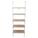 5-Shelf Wood Ladder Bookcase with Metal Frame Industrial 5-Tier Modern Ladder Shelf _voghion.com