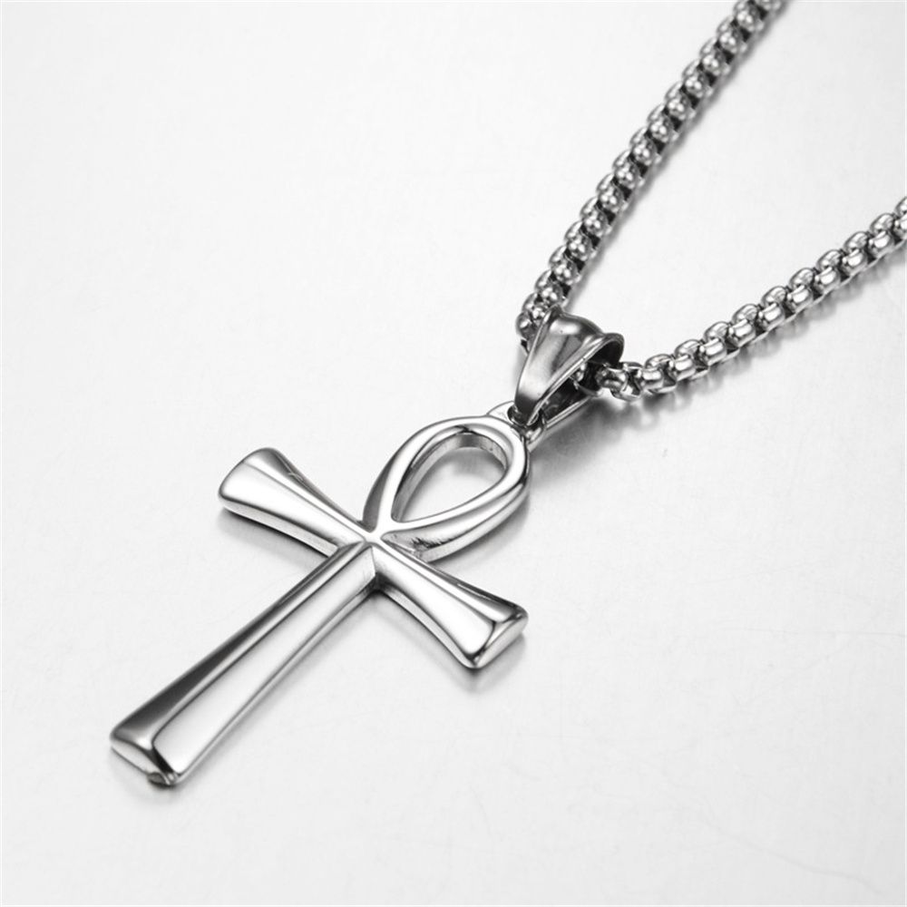 Antico Egitto Ankh Croce Ciondolo Ciondolo Oro Argento Colore Acciaio Inossidabile Amuleto Collane per Donne Uomini Gioielli Egiziani Regali_voghion.com