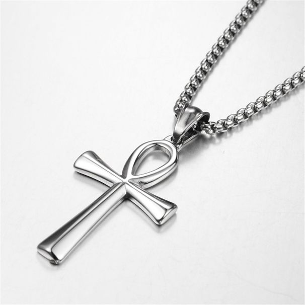 Antico Egitto Ankh Croce Ciondolo Ciondolo Oro Argento Colore Acciaio Inossidabile Amuleto Collane per Donne Uomini Gioielli Egiziani Regali_voghion.com