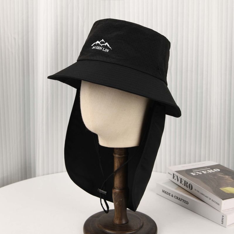 Gorra de pescador con bordado de letras y etiqueta de cuero para hombre, impermeable, para senderismo, pesca, ligera, de 8 cm, con visera anti-UV_voghion.com