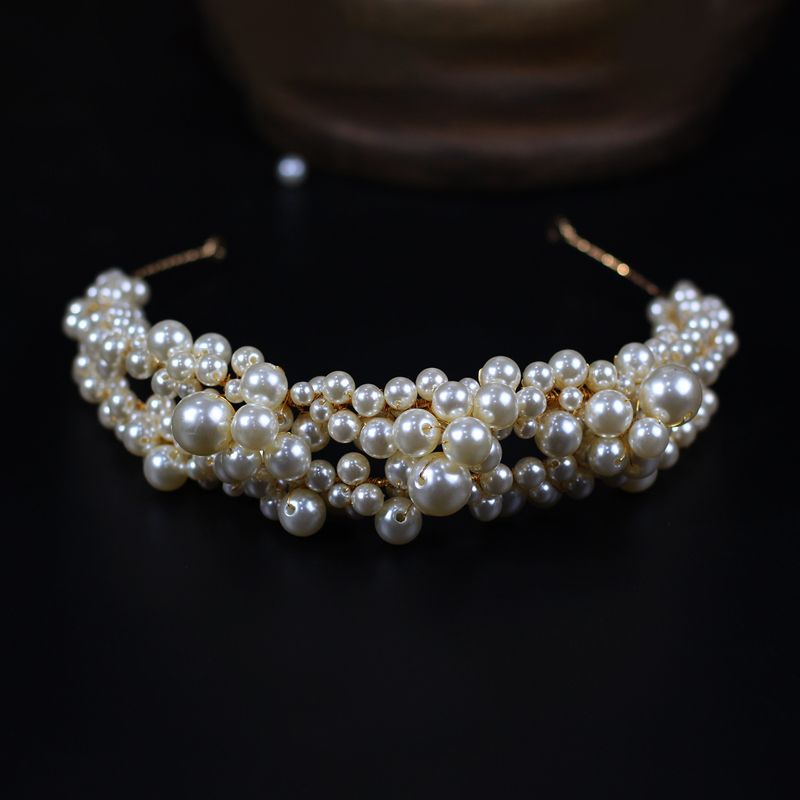 Súper Hada, diadema de perlas de doble hebra, tocado de novia, estilo elegante, fotografía de viaje, accesorios para el cabello de boda_voghion.com