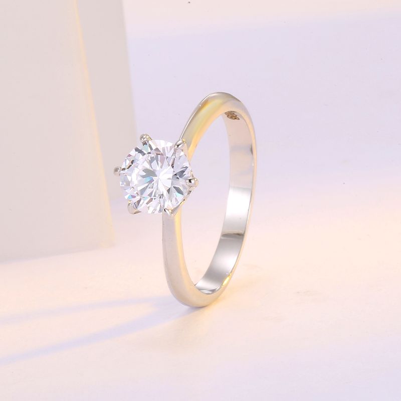 Verlobungsring mit 6 Krappen und simuliertem Diamanten in Weißgold (0,5 Karat) für Damen, 1, 2 oder 3 Karat Zirkonia_voghion.com