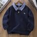 Boys' Long Sleeve Polo Shirt - Classic Cotton Blend With Collar & Cartoon Embroidery - Casual Fall & Spring Top For Kids (8+ Years, 110-170cm)_voghion.com