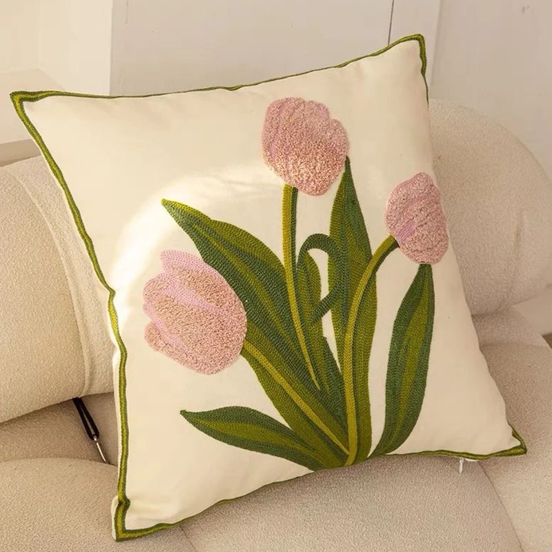 Floral Embroidered Pillow Cover - Nordic Style Cushion Case For Sofa/Bed (Cute & Cozy Home Decor)​​_voghion.com