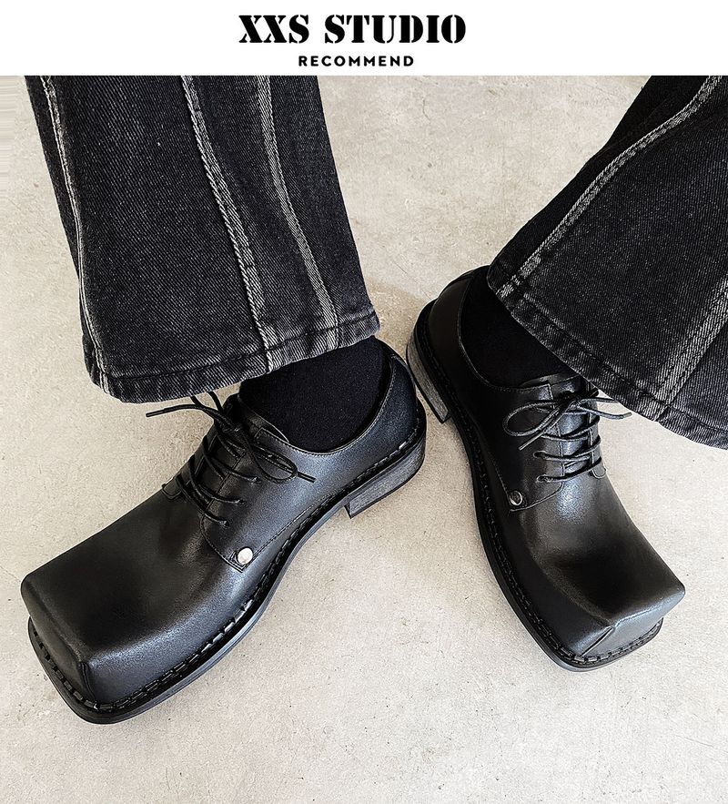 Japanese Dark Niche Warped Head Fall/Winter Ugly And Cute Derby Shoes_voghion.com