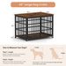 Furniture Style Dog Crate Wrought Iron Frame Door With Side Openings, Rustic Brown, 43.3''W X 29.9''D X 33.5''H._voghion.com