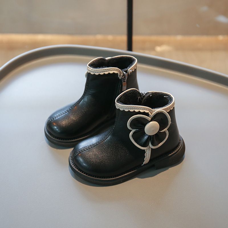 Buty dziecięce ShoeGlobe Girls z podszewką z polaru, bawełniane, jesień/zima 2024, nowe, ciepłe, krótkie, stylowe, modne buty Martin dla dziewczynek_voghion.com