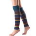 Knee over knee pads women's new autumn and winter horizontal striped knitted pile up sock covers with wool for warmth._voghion.com