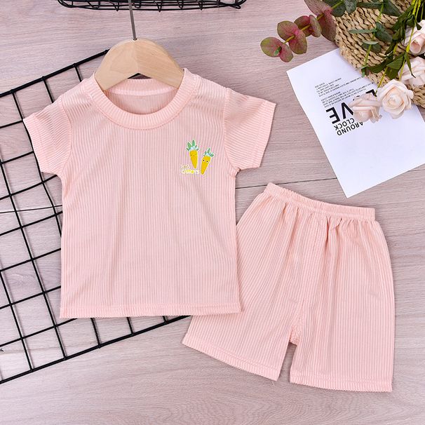 Kinderkleidung Kurzarmanzug mit Maske und Tasche für Mädchen, Sommerkleidung für Jungen, T-Shirt_voghion.com