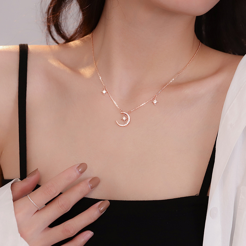 Collana VENUS color oro per le donne Moon Star Zicon Gioielli Ragazze Regali Dropshipping all'ingrosso_voghion.com