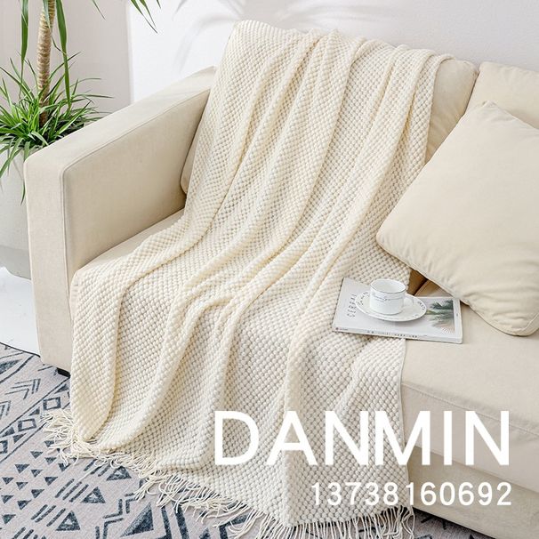 2025 Morandi effen gebreide Homestay einddecoratieve bedsprei dikke sjaalhoes bankdeken_voghion.com