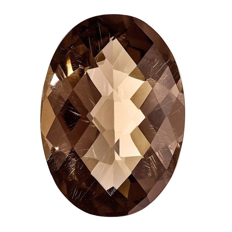 Smoky Quartz AA Quality 11x9mm Oval Checkerboard_voghion.com
