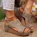 Summer Women's Wide Width Gladiator Sandals - Vintage Platform Wedge Peep-Toe Slides With Comfort Arch Support_voghion.com
