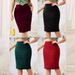 Gonna a tubino tinta unita con spacco alto taglie forti - Gonna aderente in maglia elasticizzata per donna, abbigliamento casual e da ufficio, disponibile in bordeaux e verde scuro._voghion.com