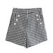 7292 Autumn New Women's Double-Breasted Blazer + Houndstooth Casual Shorts Set_voghion.com