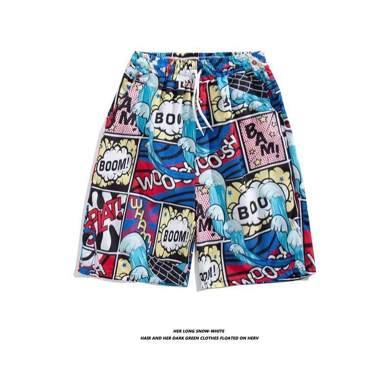 Men's Flower Shorts Men Quick-Drying Thin Hawaiian Print Five-Point Beach Pants _voghion.com