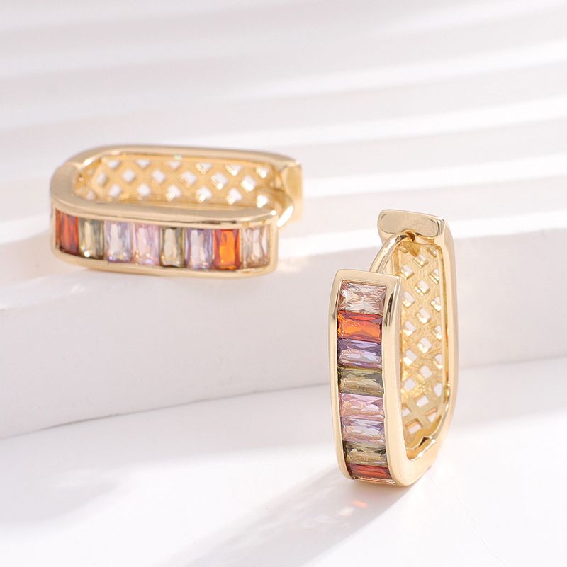 high-end luxury zircon earrings fashion temperament earrings Internet famous geometric square personality_voghion.com