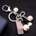 Version Pearl Ribbon Heart Keychain Bag Pendant Diamond Bow Creative Gift_voghion.com
