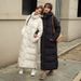 Slim-Fit Longline Puffer Coat – Korean Winter Parka With Hood (White/Khaki/Green/Black, M-XXXL)_voghion.com