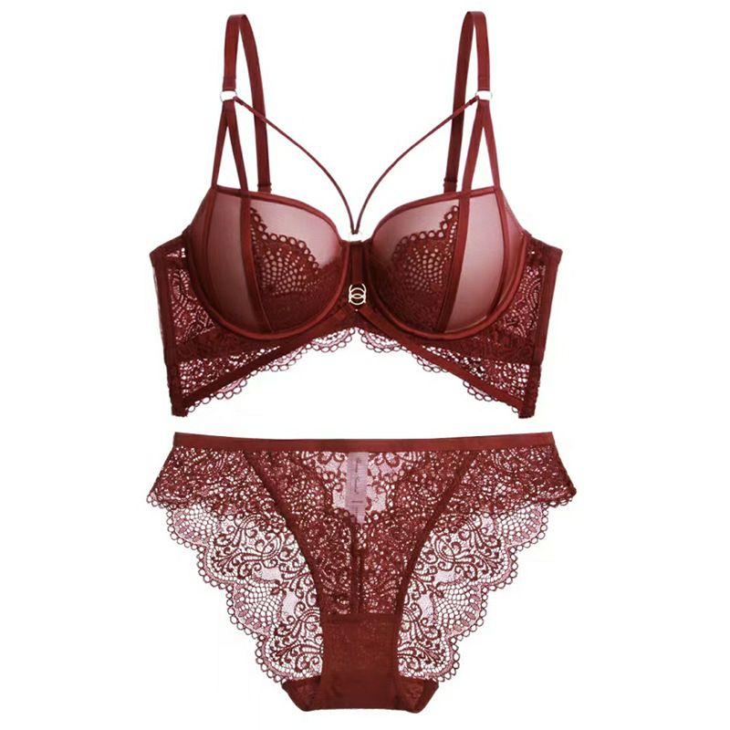 Nuovo reggiseno sexy in pizzo per donne con seno piccolo, set di biancheria intima regolabile e reggiseno._voghion.com