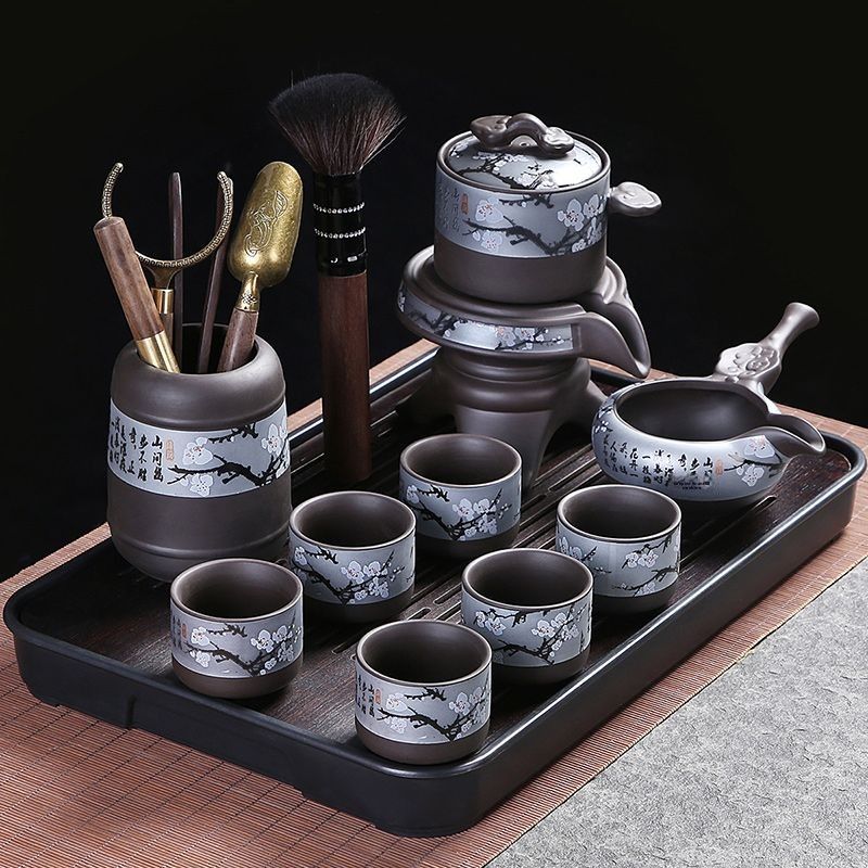 Purple Clay Fully Automatic For Home Use Rotating Teapot Kung Fu Lazy Tea Brewing Complete Set_voghion.com