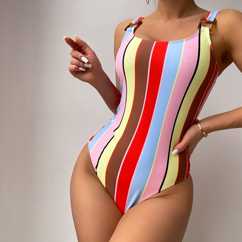 Kadın Giyim Tek Parça Çizgili Kadın Mayo Seksi Tek Parça Üst Sınıf Tek Parça Bikini Kadın_voghion.com