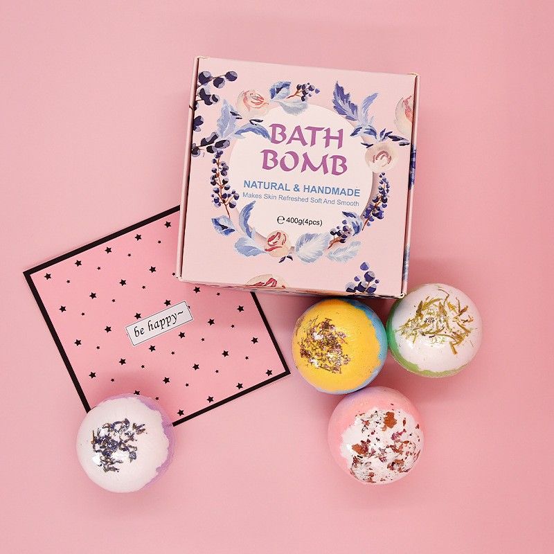 4 bombe de baie exfoliante cu uleiuri esențiale - Set cadou BathBombs pentru relaxare și calm_voghion.com