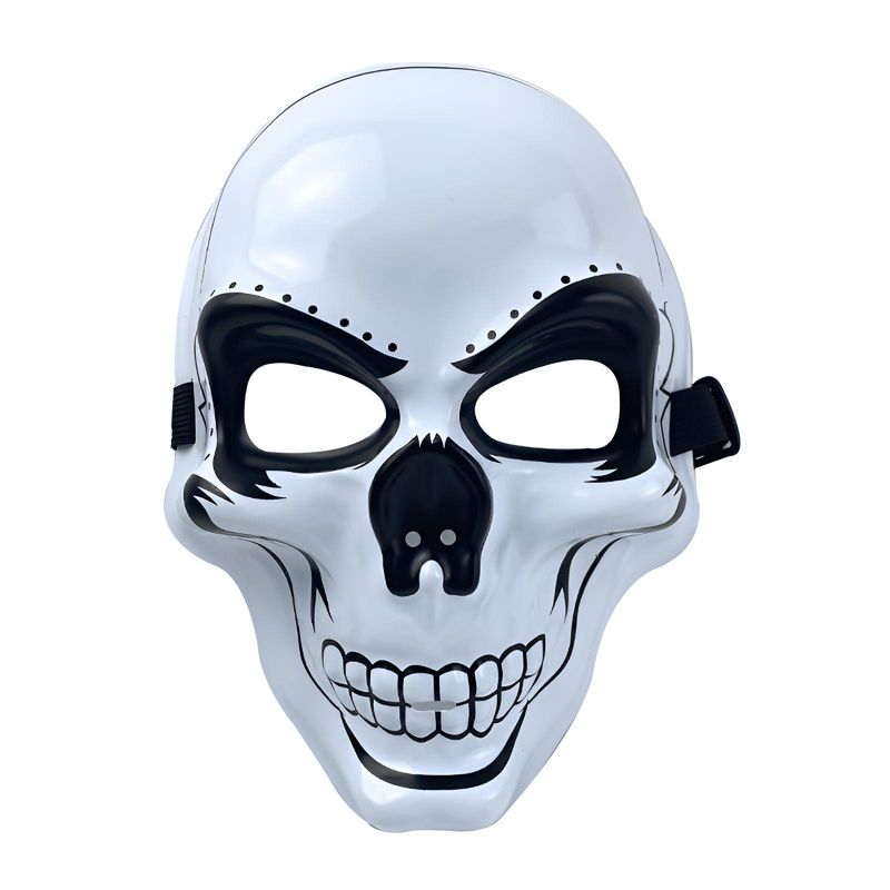 Partymasken Glühen in der dunklen Schädelmaske Benutzerdefinierte LED-Halloween-Gesichtsabdeckung mit verstellbarem Riemen EL-Kaltlichttechnologie für Cosplay-Partys_voghion.com