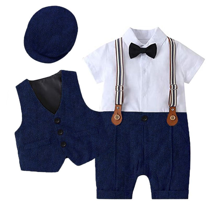 Mutter & Kinder Baby jungen gentleman taufe kleid sommer junge einteiliges klettern kleid_voghion.com