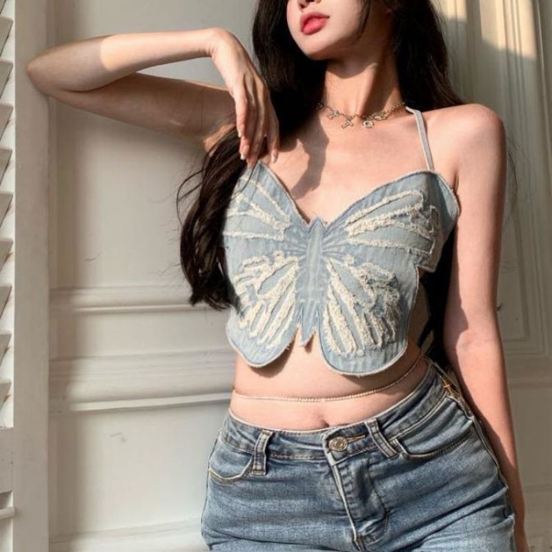 Dünne Sling Weste Schmetterling Design Sinn Neck Strap Rückenfreie Frau_voghion.com