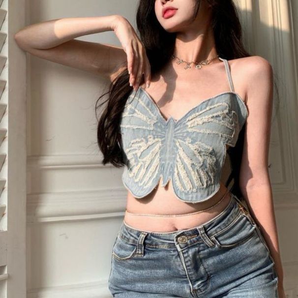 Dünne Sling Weste Schmetterling Design Sinn Neck Strap Rückenfreie Frau_voghion.com