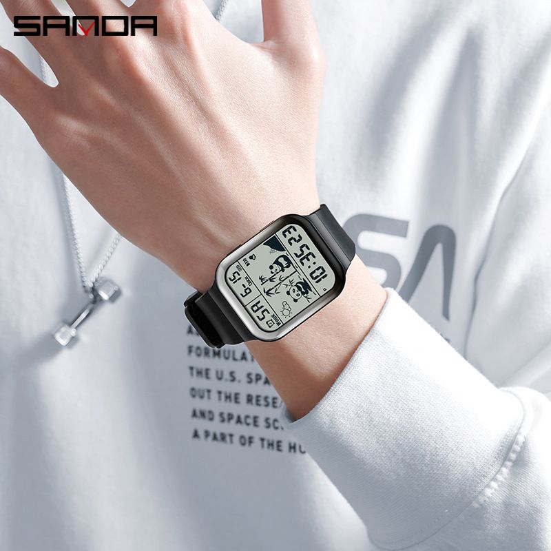 Unisex-Digitaluhr im quadratischen Design mit Farbverlaufsanzeige, wasserdicht, mit Alarm und Chronograph – ideal für Teenager, Studenten und Outdoor-Sportarten._voghion.com