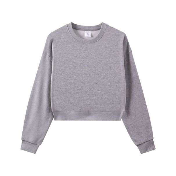 Felpa con cappuccio corta oversize da donna - Felpa pullover in cotone pesante 330 GSM per autunno e inverno - Top casual streetwear_voghion.com